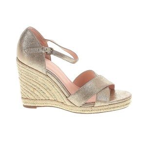 J. Crew gold metallic espadrille wedges.